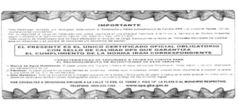 No hay tarjetas de Identifiación de Matafuegos